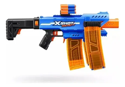 Pistola Gigante Motorizada Lanza 72 Dardos X Shot Automatica Azul Y Naranja 8