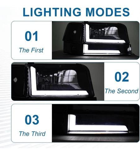 Faros Led Drl Ford F150 F250 F350 Bronco 92-96 Fullux 9007 Hb5 Negro 8