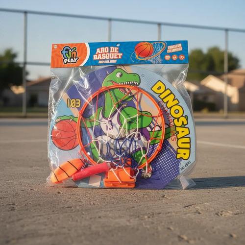 Aro De Basquet De Dinosaurio Con Inflador + Pelota + Red