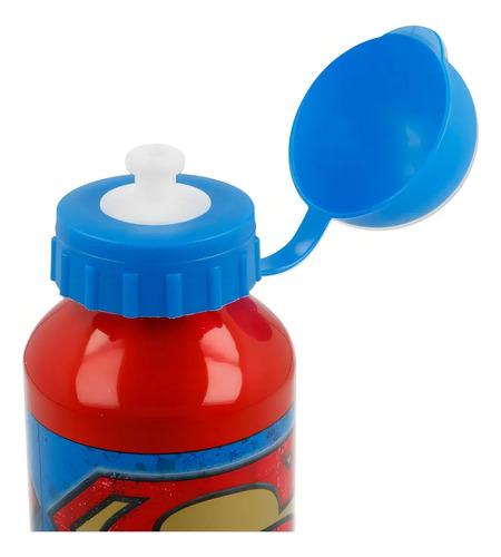 Botella Superman De Aluminio Con Pico Infantil Agua Cresko Rojo 2