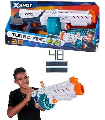 Ametralladora Gigante Turbo Fire Pistola Lanzadora 48 Dardos Vs 2
