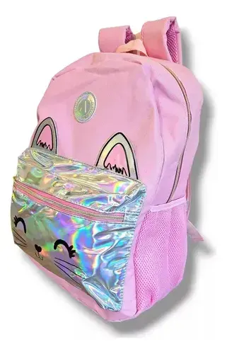Mochila Escolar Nena Rosa Lila Brillante Primaria Impermable