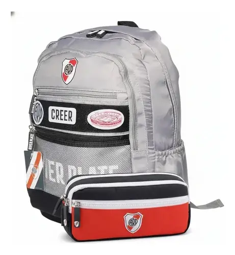 Combo Set Mochila Reforzada + Cartuchera Escolar River Plate 11