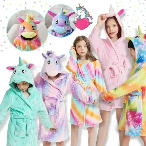 Bata Pijama Niños Infantil Microfibra Unicornios Dinosaurios 3