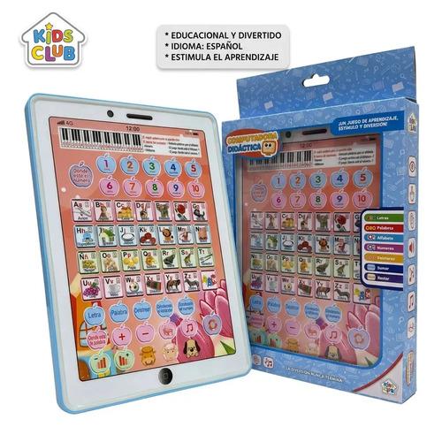 Computadora Didáctica Sebigus Interactiva Para Niños Y Niñas, Con Aprendizaje De Letras Y Números En Español Celeste