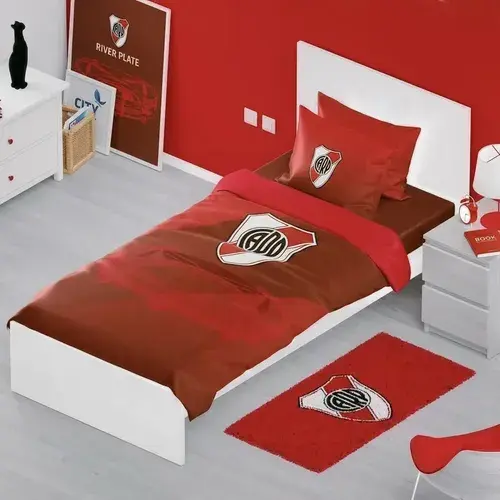 Acolchado River Plate Fútbol 1 1/2 Plaza 150x220 Cm Rojo River
