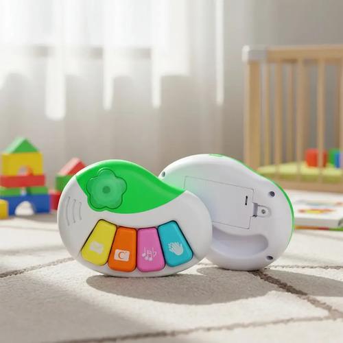 Mini Piano Baby Gus 4 Teclas Con Luz Y Sonido Color Blanco Y Verde 2