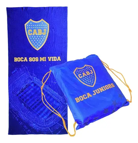 Toallon De Boca Microfibra Bombonera 70 X 150 Con Mochilita Boca (2) 2