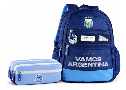Combo Mochila + Cartuchera Afa Argentina Reforzada Escolar