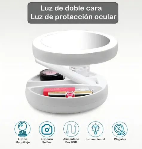 Espejo Maquillaje Taoduomi Redondo Con Luz Fría Recargable Doble Cara M512 4