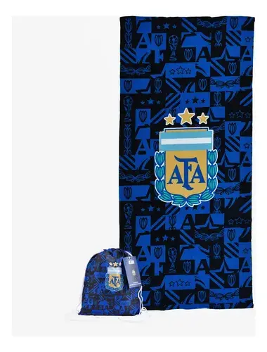 Toallón De Microfibra 70x150 Cm Afa Argentina Azul Con Mochila Afa 08