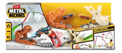 Metal Machines Pista Smash Crash Dinos 2 Autos + Clip Mesa Multicolor 2