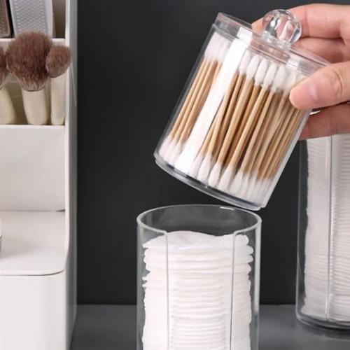 Organizador Porta Hisopos Y Discos Desmaquillantes Con Tapa Transparente Redondo 5
