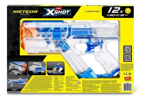 X-shot Chaos Meteor Pistola Con 12 Bolas Pistola Premium Transparente Y Azul 7