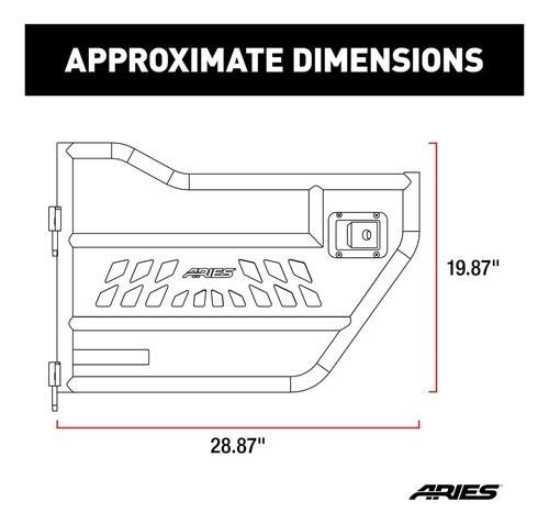 Puertas Traseras Jeep Wrangler Jk Aries 25009 Tubo Aluminio Trasera Izquierda Y Derecha Negro 8