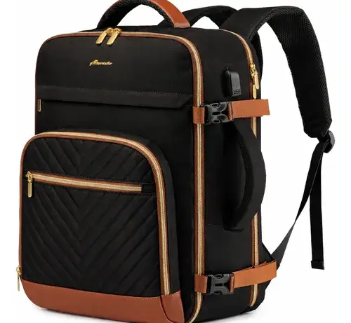 Mochila De Viaje Impermeable Grande Color Negro Y Marron Negro Y Marrón Liso