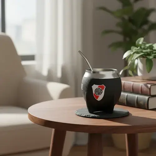 Mate River Plate Con Bombilla Acero Inoxidable Licencia Ofic Negro Rio 3