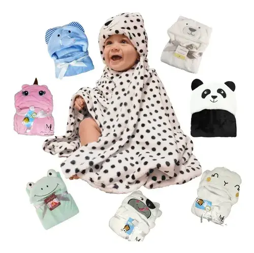 Frazada Infantil Con Capucha De Animales Bebe Manta Flannel 13