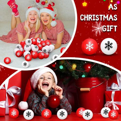 Set 36 Pelotas Antiestrés Navidad Copo De Nieve Kasyat Rojo Y Blanco 6