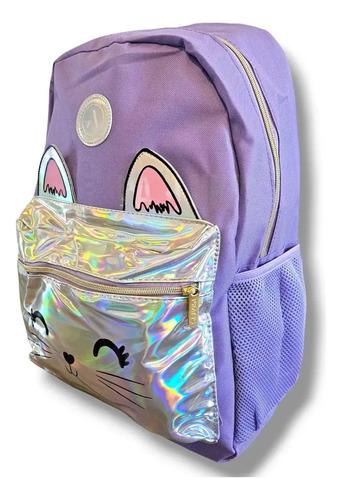Mochila Escolar Nena Rosa Lila Brillante Primaria Impermable 10