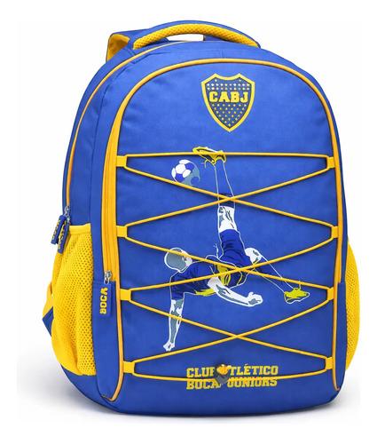 Mochila Boca Juniors Jugador Escolar Deportiva Licencia Ofic Azul Y Amarillo Cabj