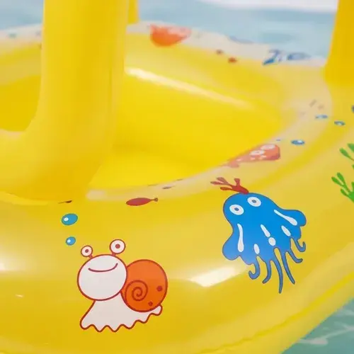Salvavidas Flotador Inflable Piletas Infantil Con Techo Bote Color Amarillo 5
