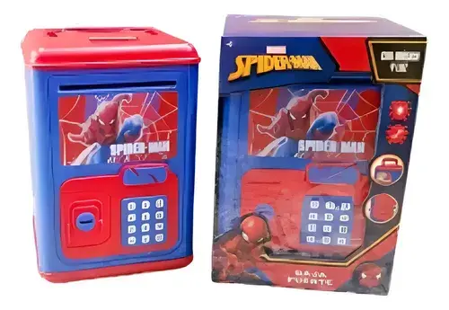 Caja Fuerte De Juguete Spiderman Alcancia Con Luz Y Sonido Spiderman Azul 3