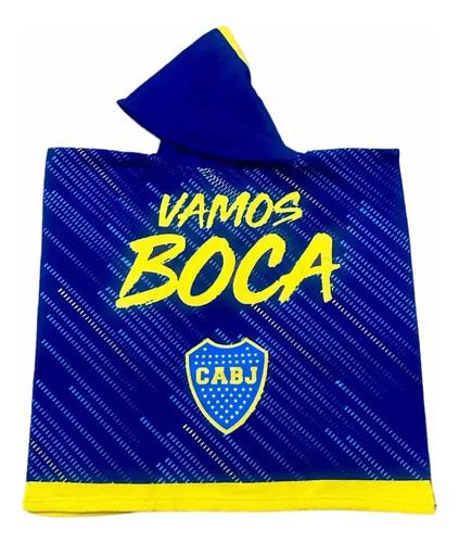 Poncho Toallon Infantil Futbol + Mochila Verano Playa Color Azul Boca 1 3