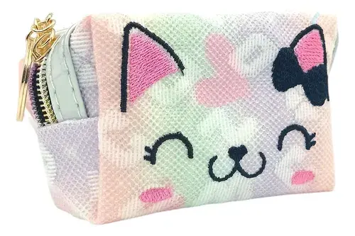 Monedero Mini Porta Cosmeticos Gatito Llavero Maquillaje 10