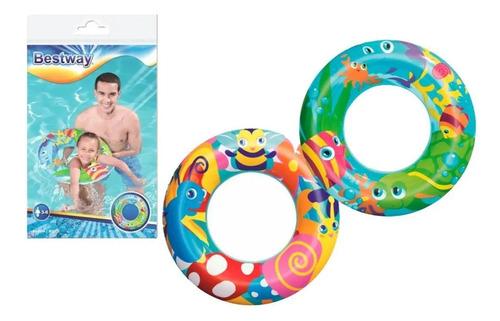 Aro Inflable Bestway 36013 Flotador Celeste De Animales 56cm 5
