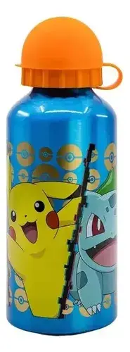 Botella De Aluminio Pockemon Pikachu 400 Ml Agua Bebidas Negro 4