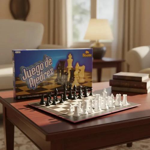 Juego De Ajedrez Bisonte Tablero Grande 34x34 Cm Plastico