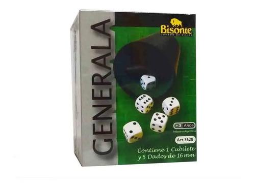 Generala Con 5 Dados Y Cubilete Plastico Forrado Bisonte 3