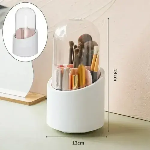 Organizador De Brochas Giratorio Maquillaje Pinceles Capsula Blanco 7