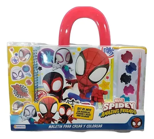 Valija Arte Spiderman Crear Y Colorear Acuarelas Stickers