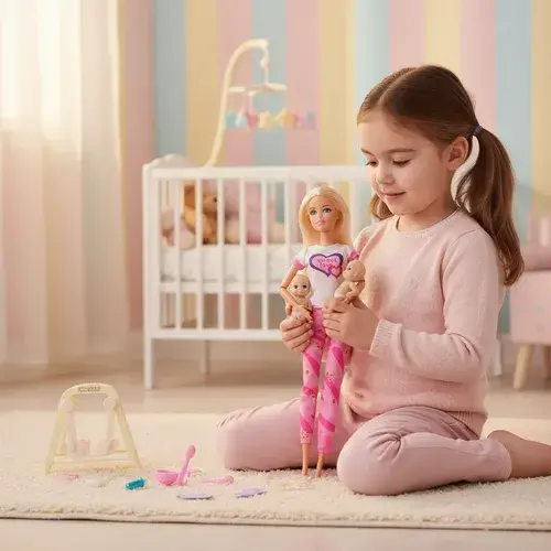 Muñeca Tiny Mama De Mellizos Con Accesorios Infantil 2