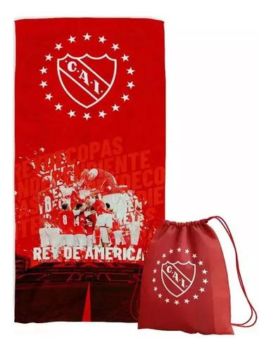 Toallon Playero Microfibra El Rojo Independiente + Mochila 2