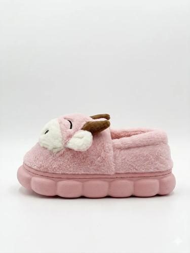 Pantuflas Infantiles Peluche Abrigadas Varios Modelos Unisex Vaquita Rosa Con Corderito 34-35 3