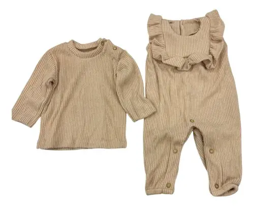Set Beba Conjunto 2 Piezas Remera + Enterito Lanilla Abrigad 10