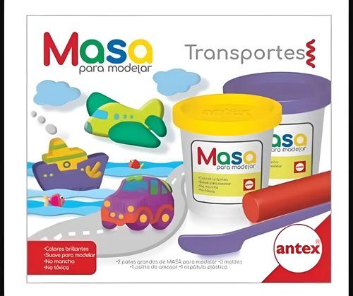 Masa Infantil Con Moldes Transportes Antex Colores 2 Potes Multicolor