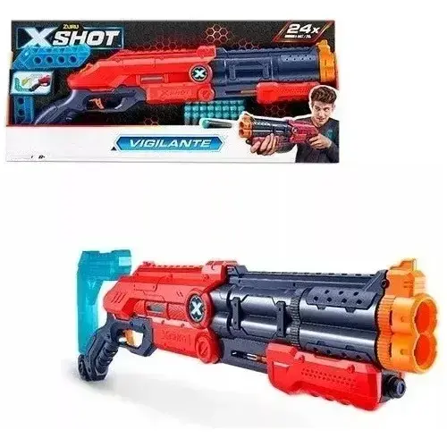Arma Rifle Escopeta Lanza Dardos Vigilante X Shot 24 Dardos Rojo 2