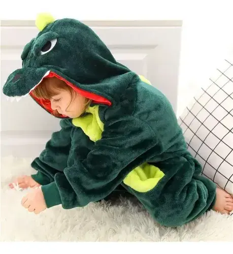 Pijama Dinosaurio Enterito Niños Suave Disfraz Abrigado Dino 3