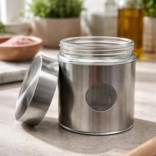 Frasco Acero Inoxidable Con Ventana Tapa Hermética 900ml Plateado 3