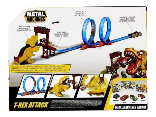 Pista Dinosaurio Metal Machines Zuru Dino Con Auto Wheels Amarillo 10
