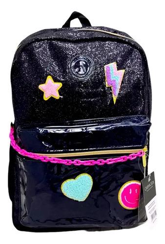 Super Combo Mochila + Cartuchera Glitter Brilla Nena Escolar 13