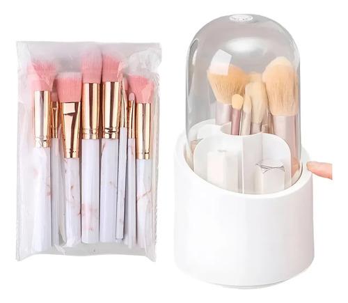 Combo Organizador De Brochas + Set 10 Brochas Maquillaje Al Azar
