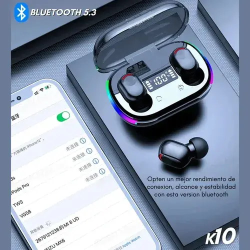 Auriculares Inalámbricos K10 Sonido Hd Touch Bluetooth Gris 5