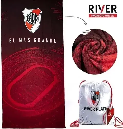 Toallon Playero Microfibra Seca Rapido River Plate + Mochila 11