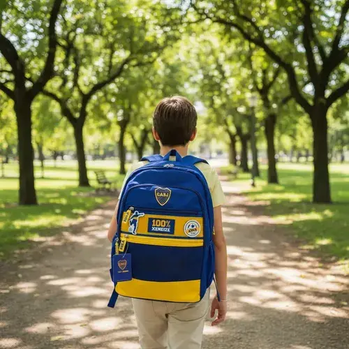 Mochila Boca Juniors Velcro Con Parches Reforzada Escolar 10