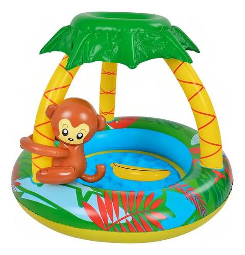 Pileta Inflable Jilong Redonda 65l Bebés 1 Año Diseño Mono Selva 7